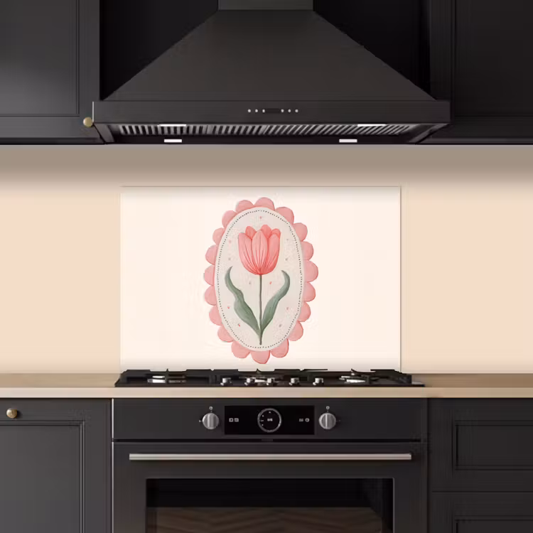Kitchen splashback for hob - Tulip - Frame - Oval - Illustration — 5