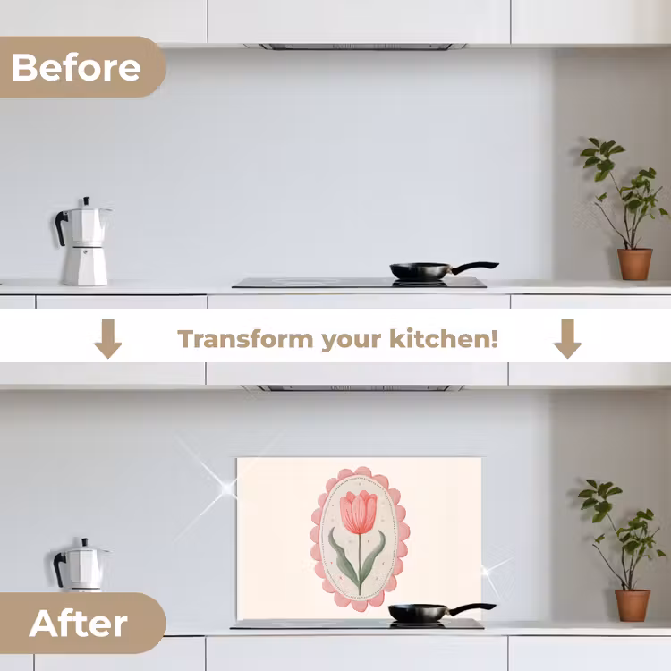 Kitchen splashback for hob - Tulip - Frame - Oval - Illustration — 7