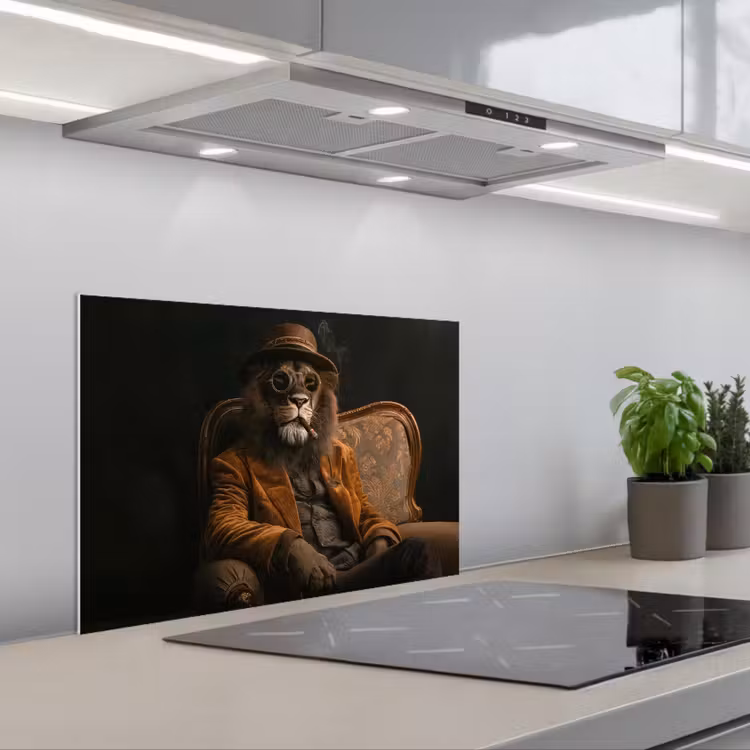 Kitchen splashback for hob - Glasses - Lion - Bench - Hat — 1