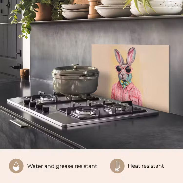 Kitchen splashback for hob - Gray - Rabbit - Blouse - Bow. — 2