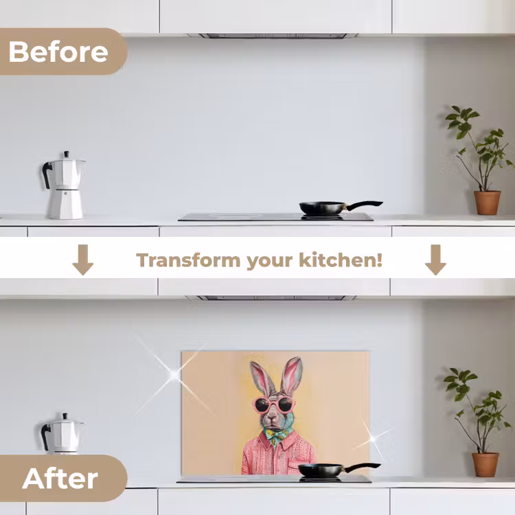 Kitchen splashback for hob - Gray - Rabbit - Blouse - Bow. — 7