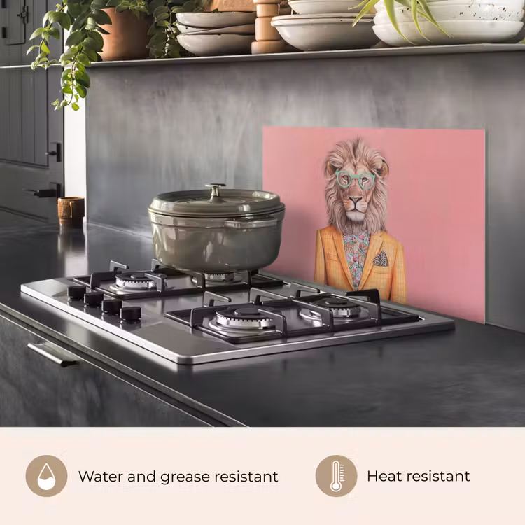 Kitchen splashback for hob - Lion - Suit - Checkered - Glasses — 2