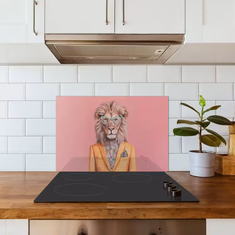 Kitchen splashback for hob - Lion - Suit - Checkered - Glasses — 3