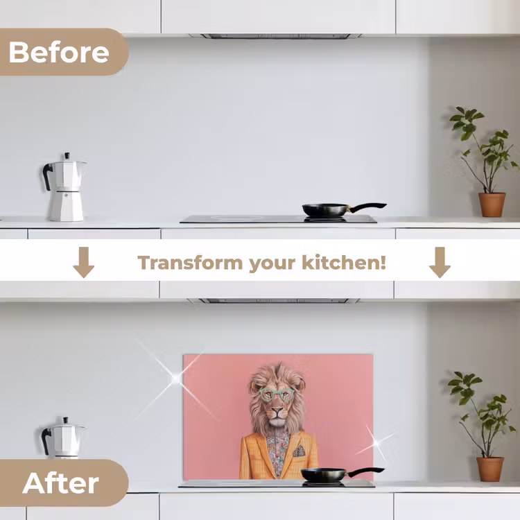 Kitchen splashback for hob - Lion - Suit - Checkered - Glasses — 7