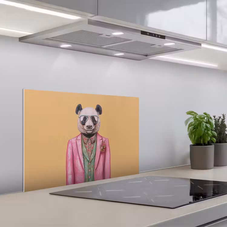 Kitchen splashback for hob - Panda - Suit - Sunglasses - Blue — 1