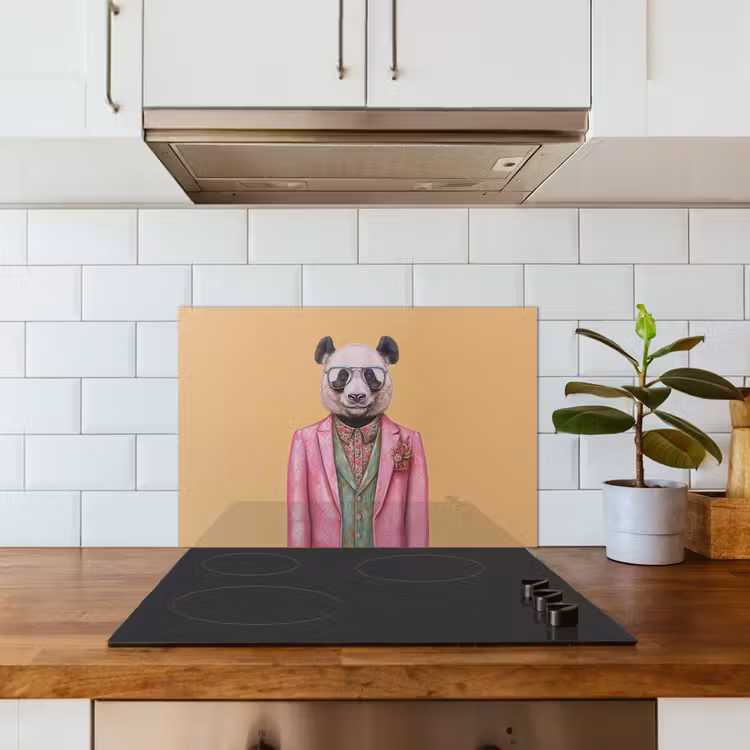 Kitchen splashback for hob - Panda - Suit - Sunglasses - Blue — 3