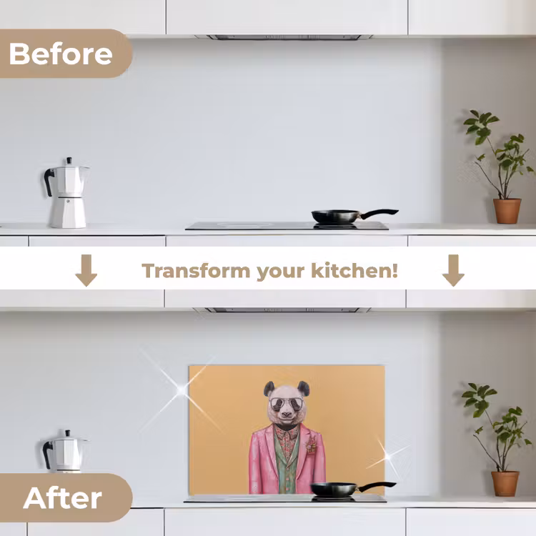 Kitchen splashback for hob - Panda - Suit - Sunglasses - Blue — 7