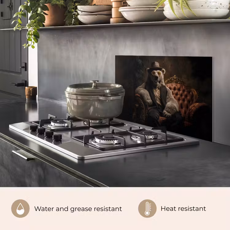 Kitchen splashback for hob - Polar bear - Hat - Glasses - Chair — 2