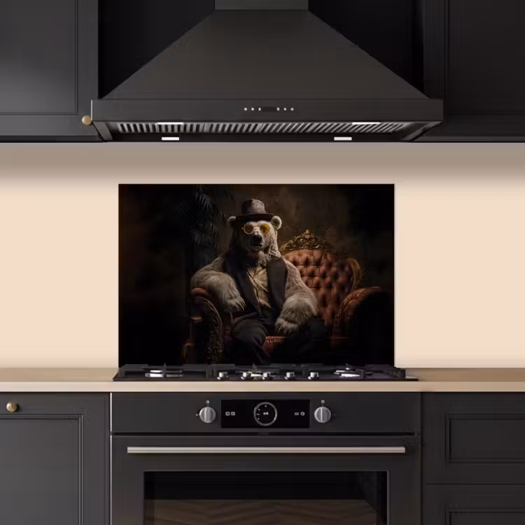 Kitchen splashback for hob - Polar bear - Hat - Glasses - Chair — 5