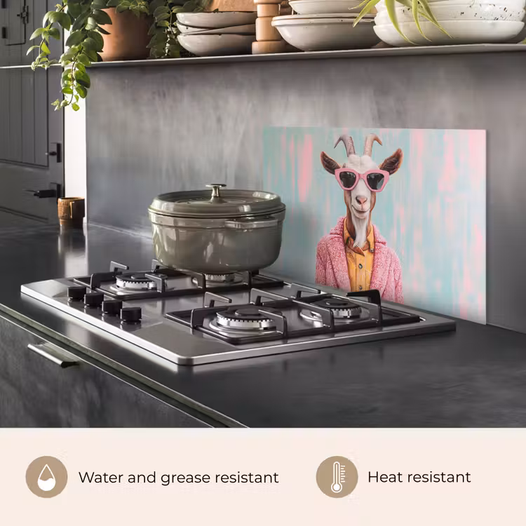Kitchen splashback for hob - Sunglasses - Pink - Goat - Hearing — 2