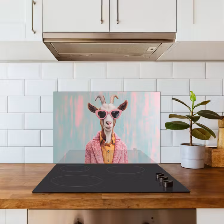 Kitchen splashback for hob - Sunglasses - Pink - Goat - Hearing — 3