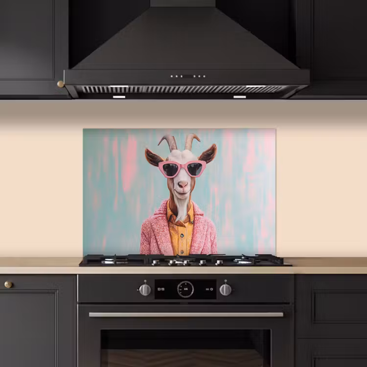 Kitchen splashback for hob - Sunglasses - Pink - Goat - Hearing — 5