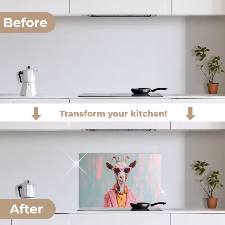 Kitchen splashback for hob - Sunglasses - Pink - Goat - Hearing — 7