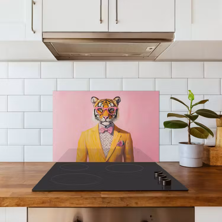 Kitchen splashback for hob - Tiger - Glasses - Yellow - Jacket — 3