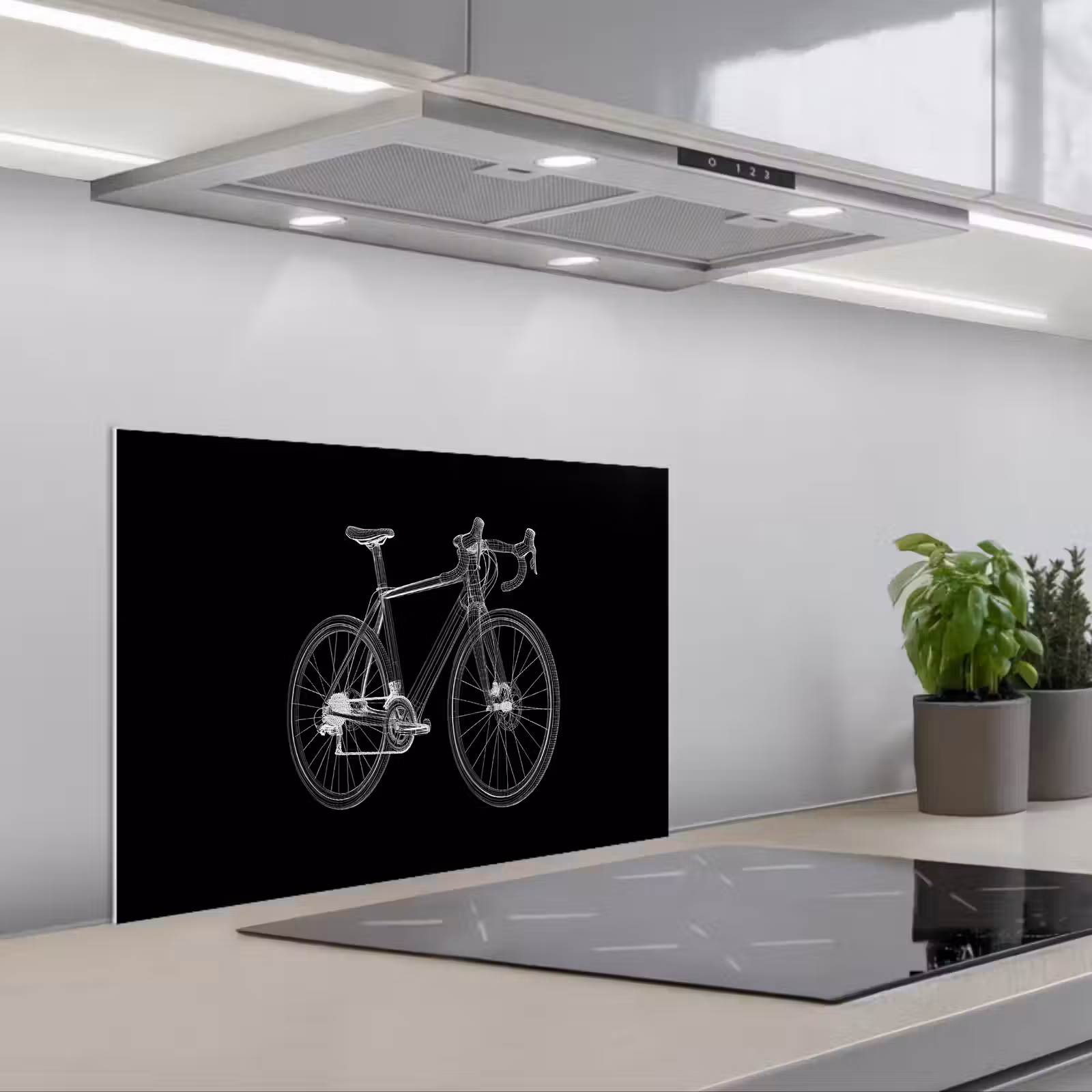 Kitchen splashback for hob - Lines - Illustration - White — 1