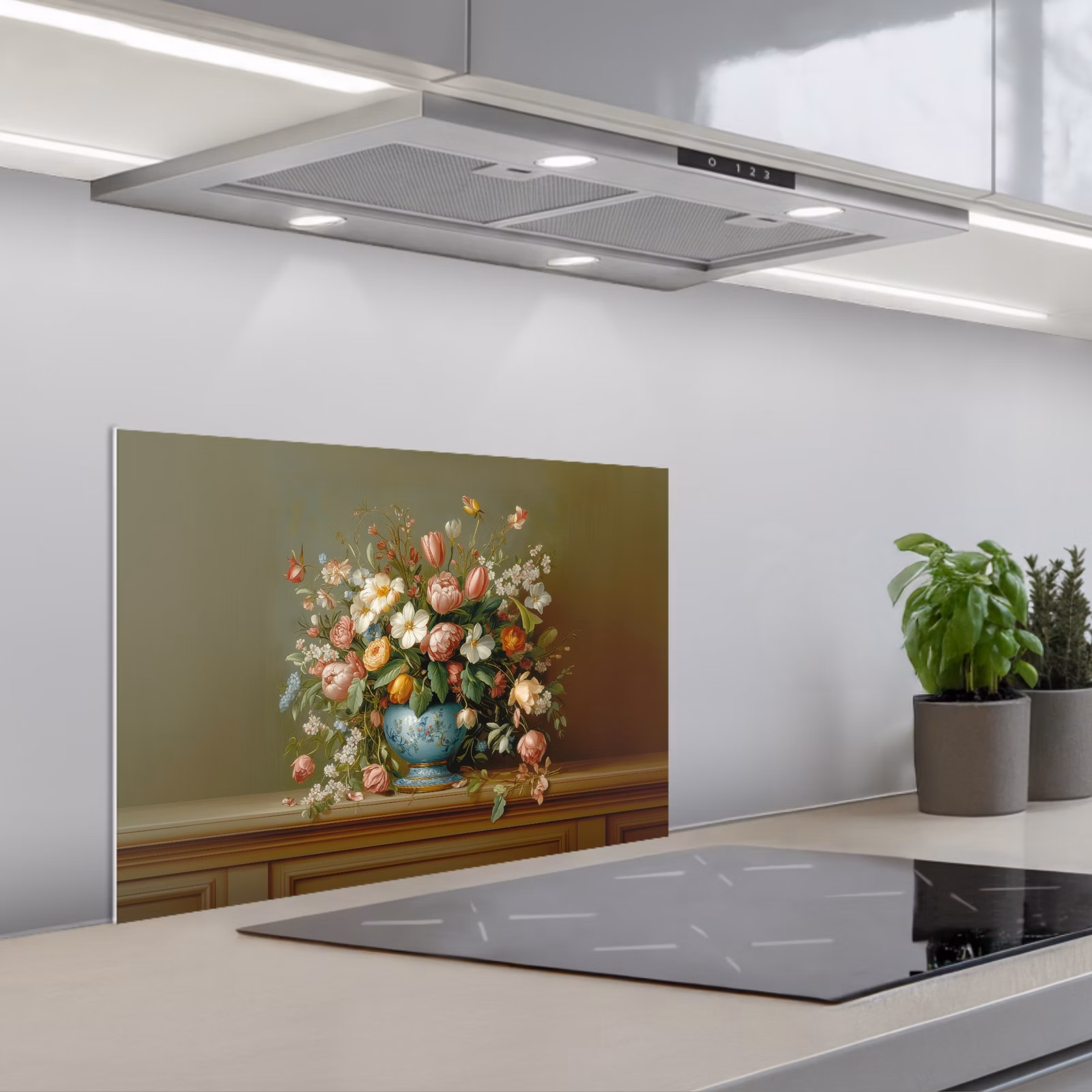 Kitchen splashback for hob - Vase - Pastel - Colors - Flowers — 1