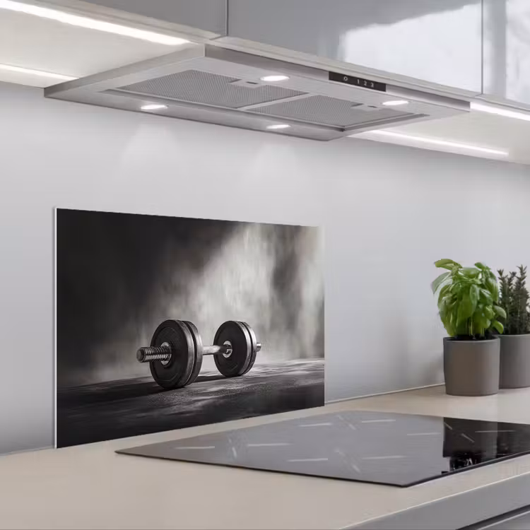 Kitchen splashback for hob - Halter - Weights - Black — 1