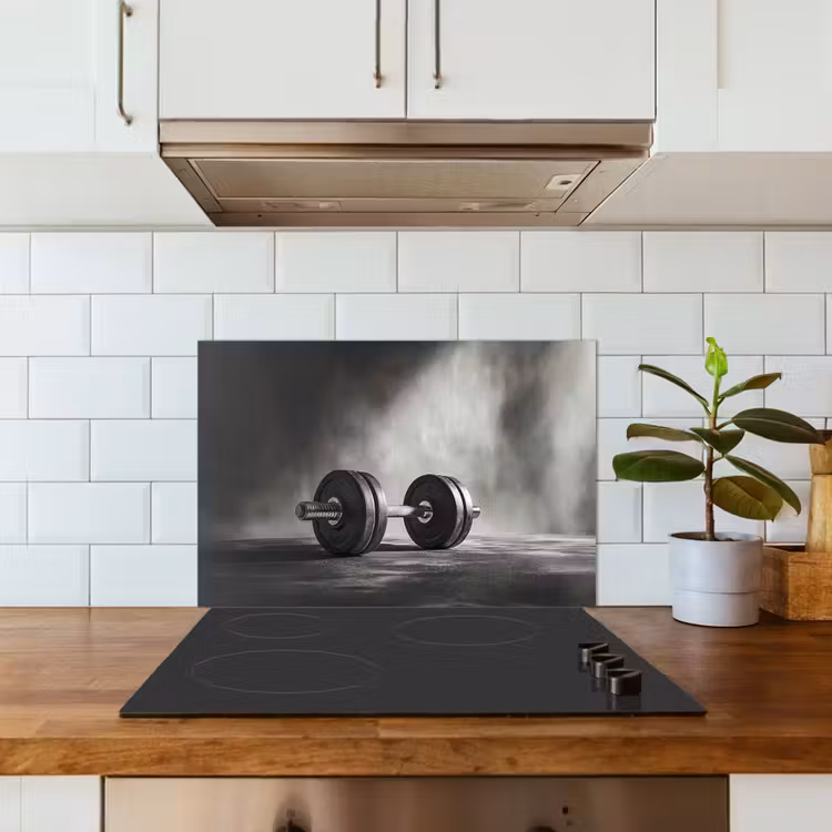 Kitchen splashback for hob - Halter - Weights - Black — 3