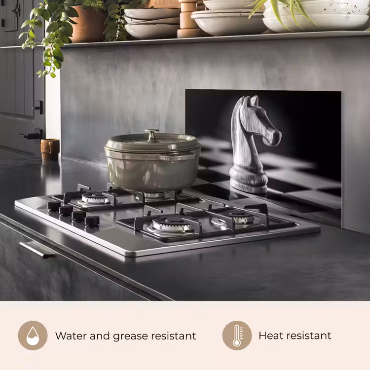Kitchen splashback for hob - Horse - Wood - Scaleboard - Black — 2