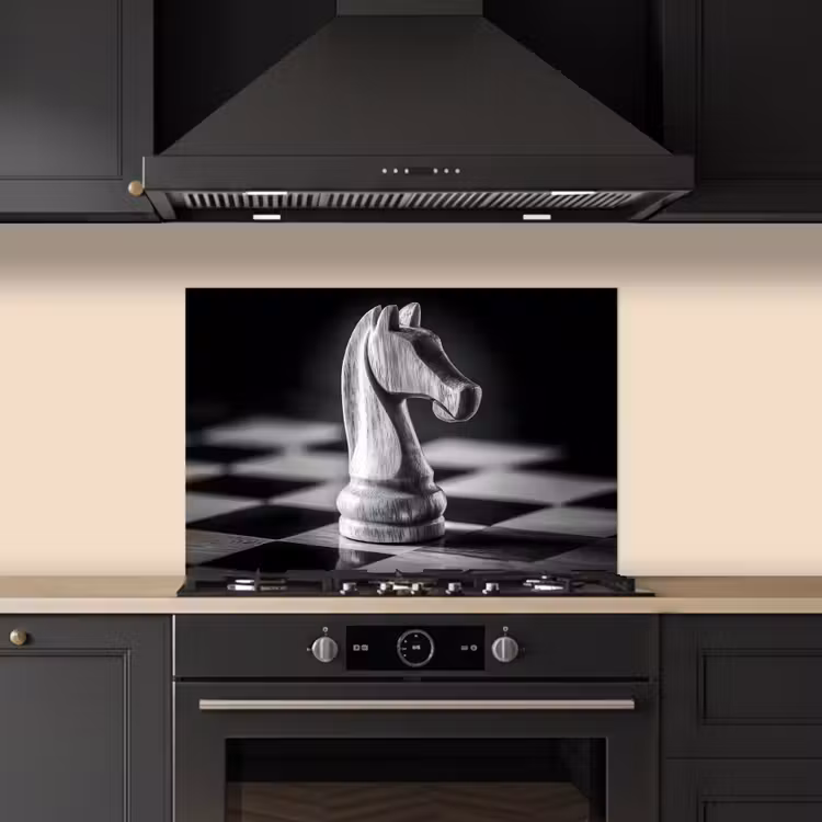 Kitchen splashback for hob - Horse - Wood - Scaleboard - Black — 5