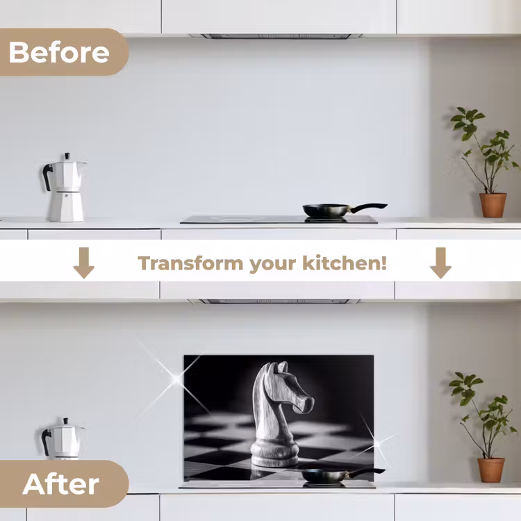Kitchen splashback for hob - Horse - Wood - Scaleboard - Black — 7