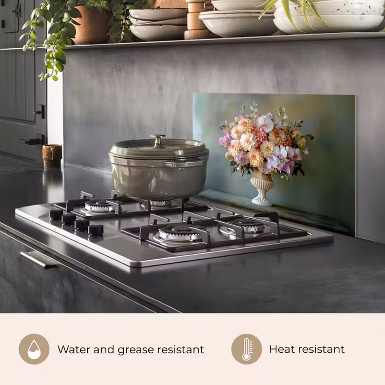 Kitchen splashback for hob - Orchid - Bouquet - Vase - Flowers — 2