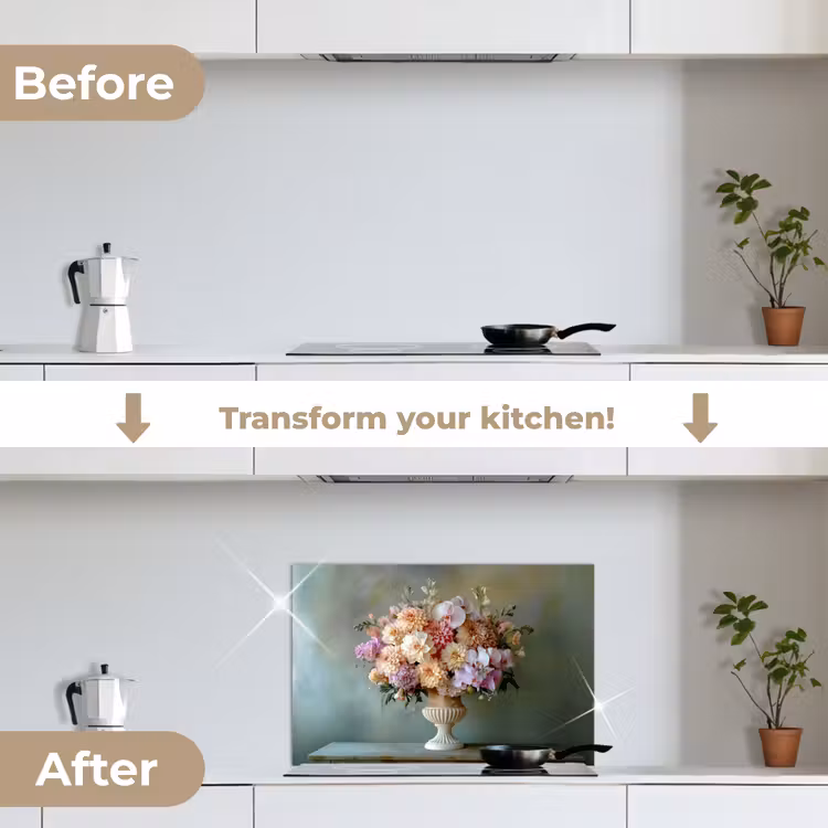 Kitchen splashback for hob - Orchid - Bouquet - Vase - Flowers — 7