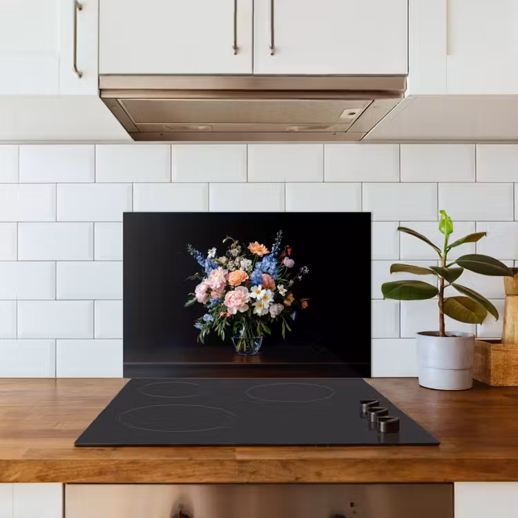 Kitchen splashback for hob - Pastel - Flowers - Glasses - Vase — 3