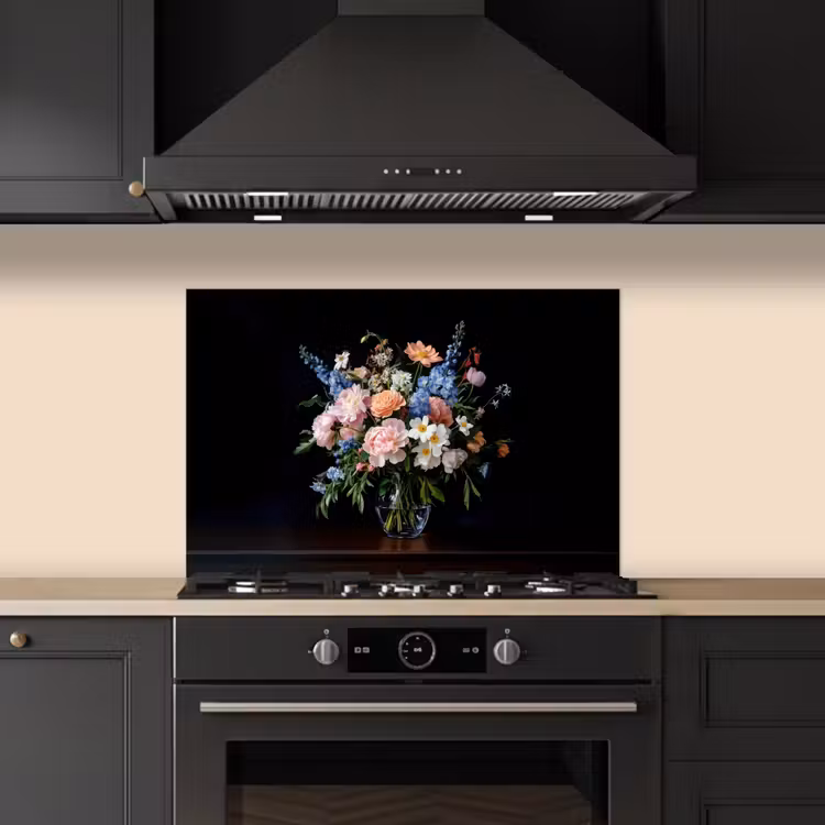 Kitchen splashback for hob - Pastel - Flowers - Glasses - Vase — 5