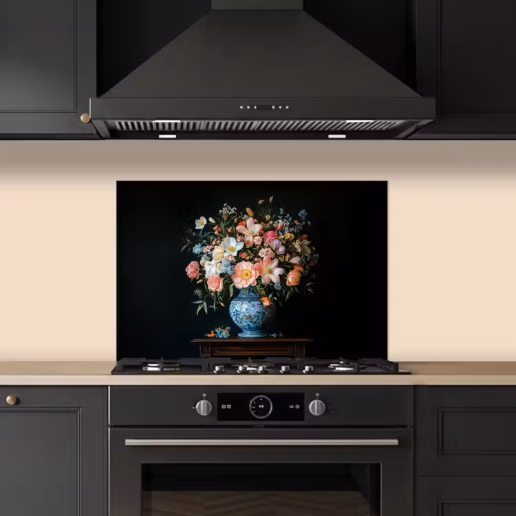 Kitchen splashback for hob - Pink - Flowers - Vase - Colors — 5