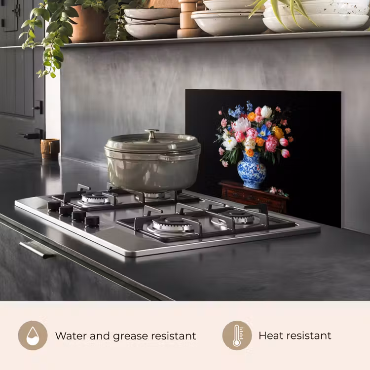 Kitchen splashback for hob - Roses - Flowers - Vase - Bouquet — 2