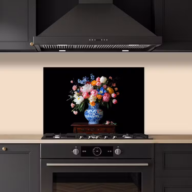 Kitchen splashback for hob - Roses - Flowers - Vase - Bouquet — 5