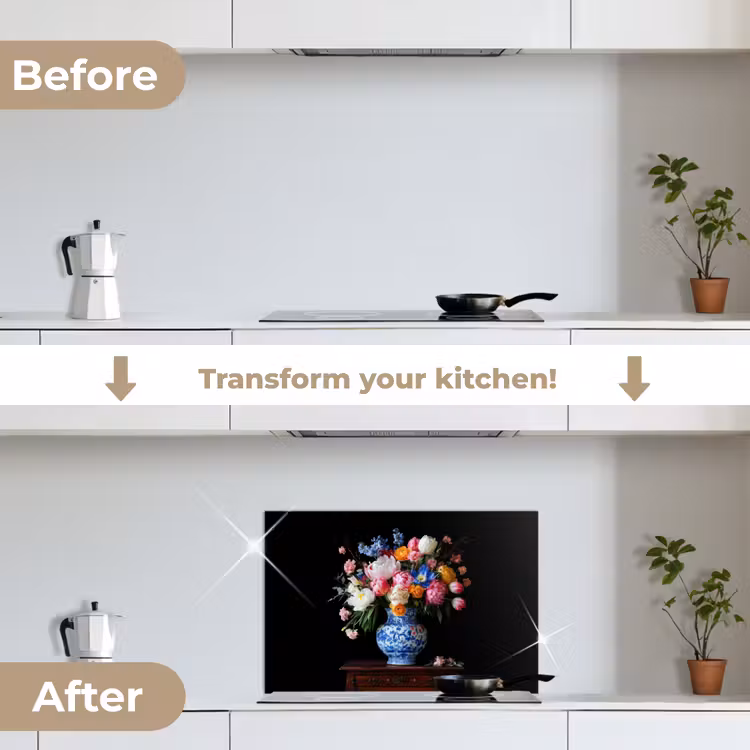 Kitchen splashback for hob - Roses - Flowers - Vase - Bouquet — 7