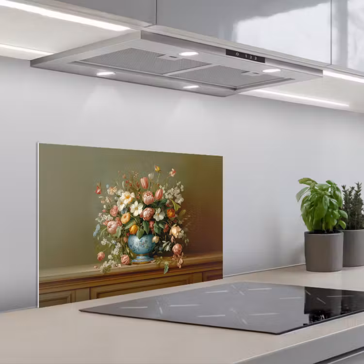 Kitchen splashback for hob - Vase - Pastel - Colors - Flowers — 1