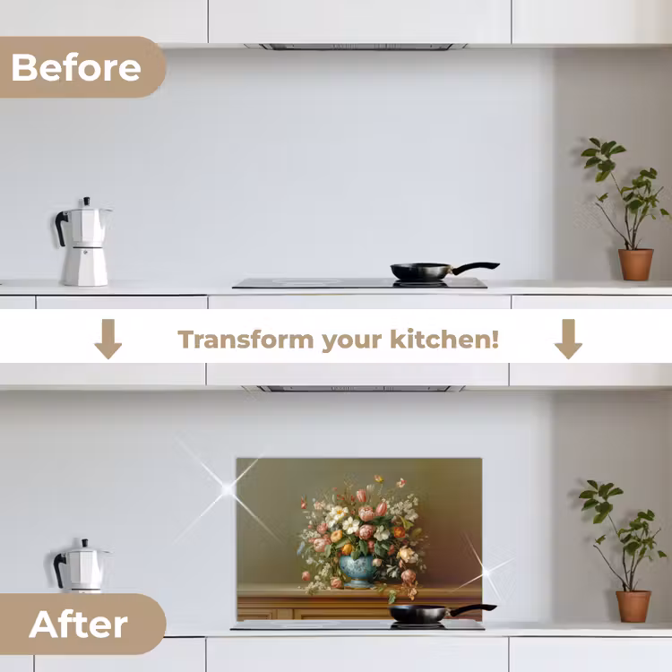 Kitchen splashback for hob - Vase - Pastel - Colors - Flowers — 7