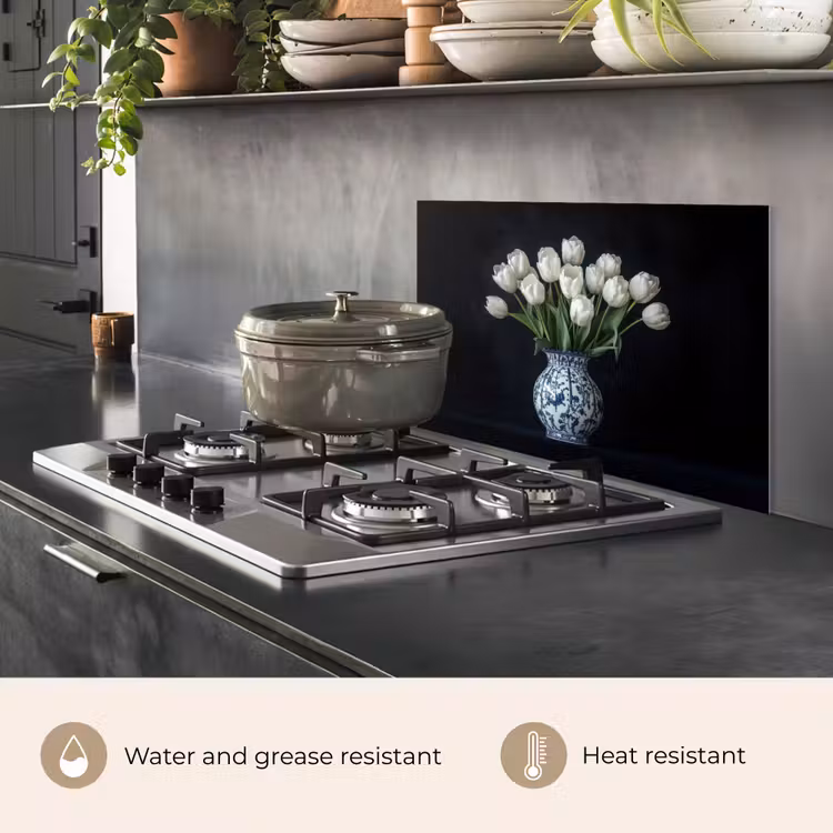 Kitchen splashback for hob - White - Flowers - Tulips - Vase — 2