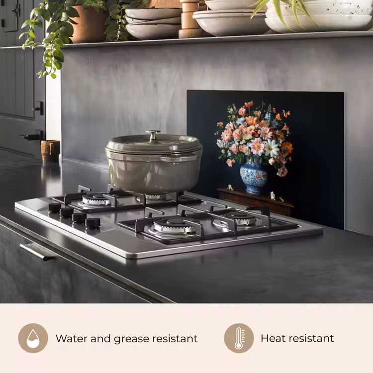 Kitchen splashback for hob - Wood - Vase - Colors - Flowers — 2