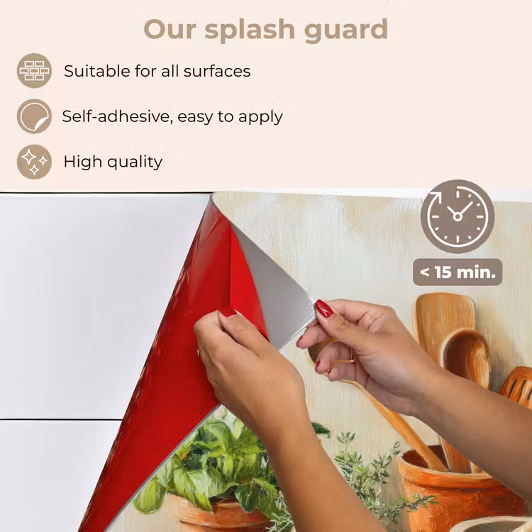 Kitchen splashback for hob - Pots - Herbs - Wood — 4
