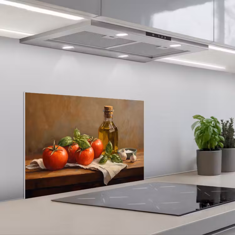 Kitchen splashback for hob - Tomatoes - Olive oil - Still life — 1