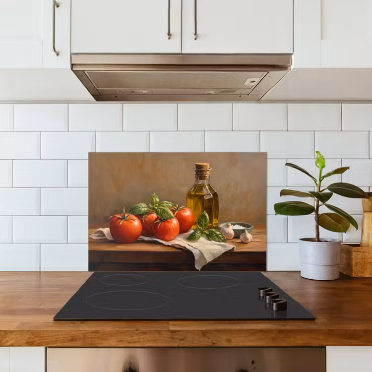 Kitchen splashback for hob - Tomatoes - Olive oil - Still life — 3