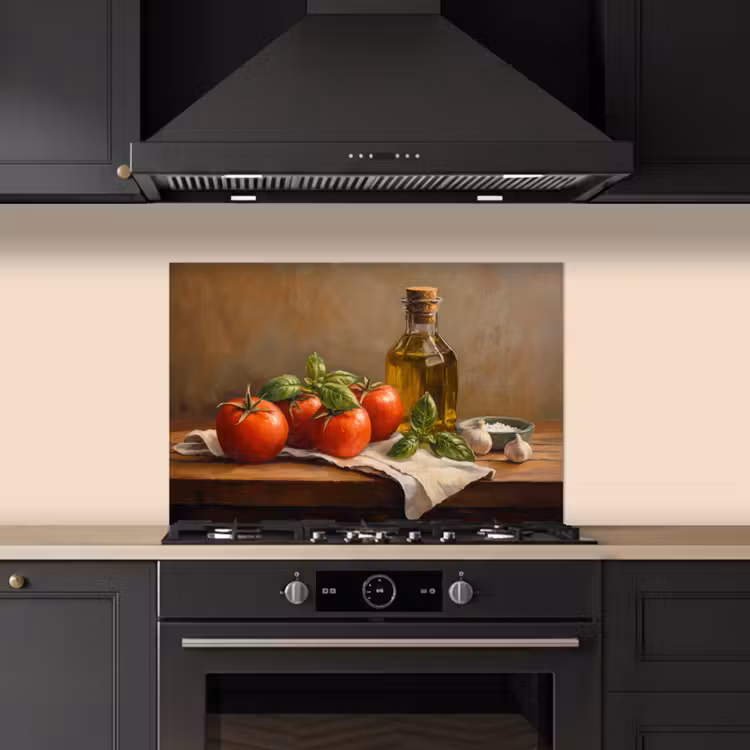 Kitchen splashback for hob - Tomatoes - Olive oil - Still life — 5