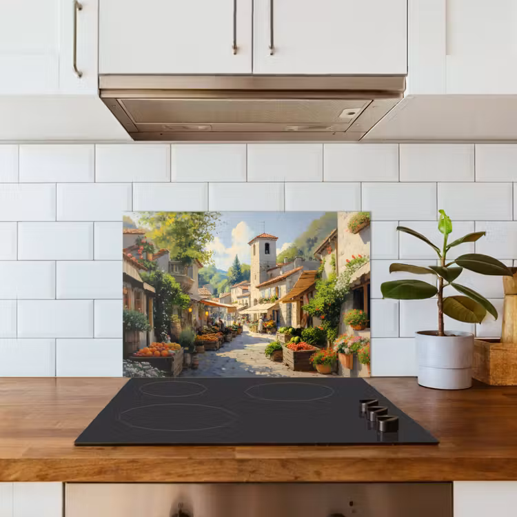 Kitchen splashback for hob - Village - Sun - Stalls - Houses — 3