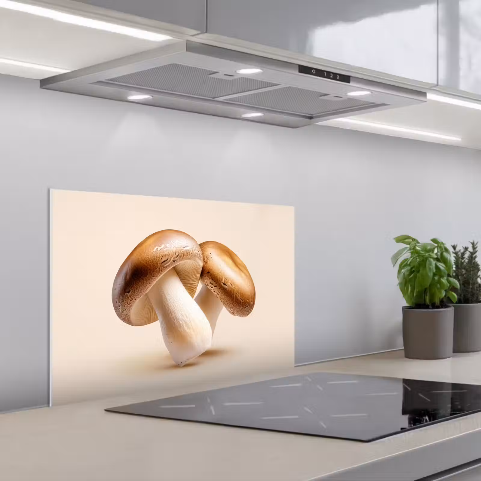 Kitchen splashback for hob - Mushrooms - Soft - Beige — 1