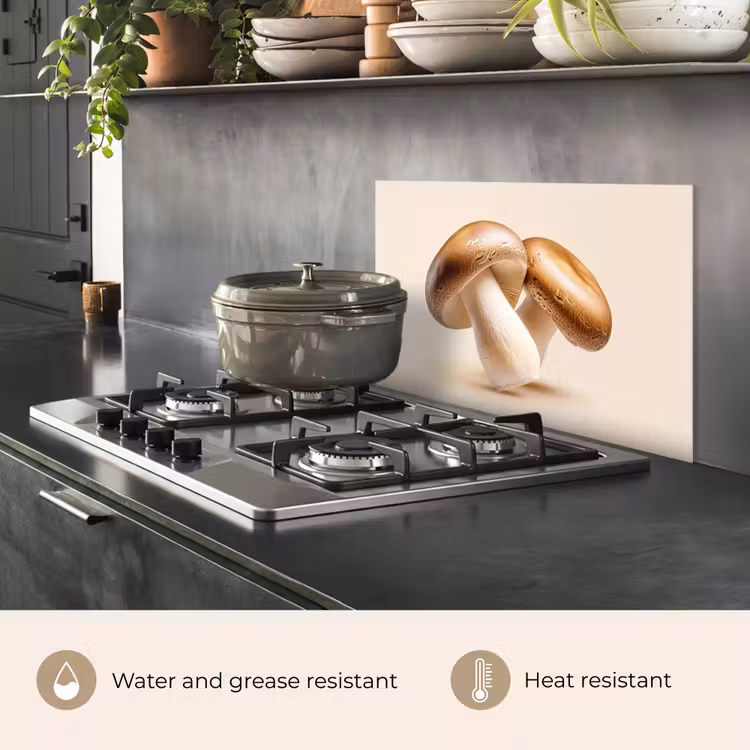 Kitchen splashback for hob - Mushrooms - Soft - Beige — 2