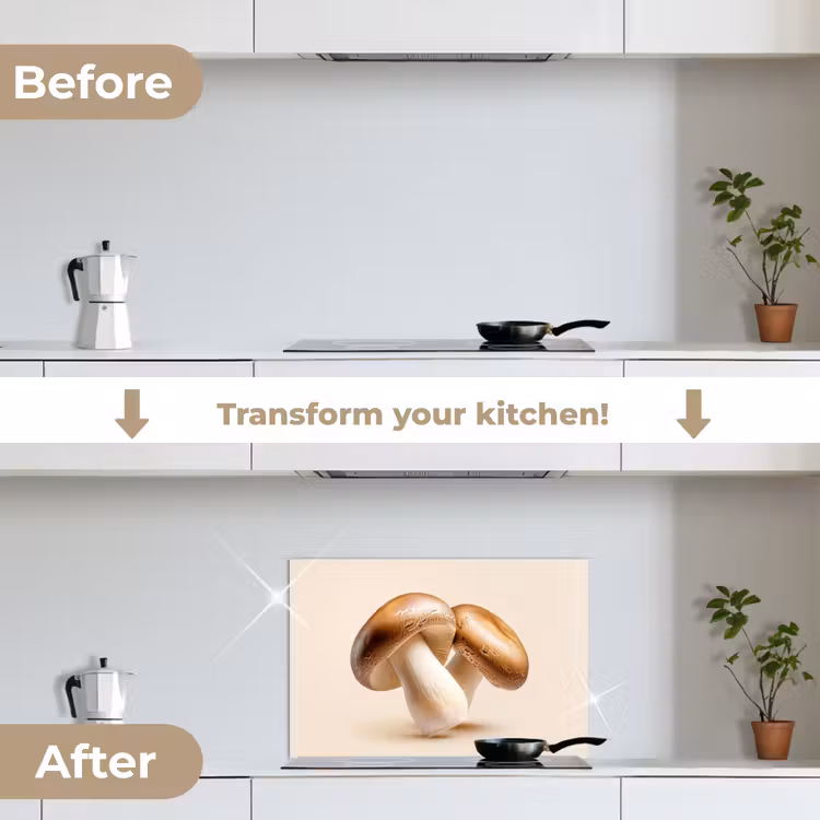 Kitchen splashback for hob - Mushrooms - Soft - Beige — 7