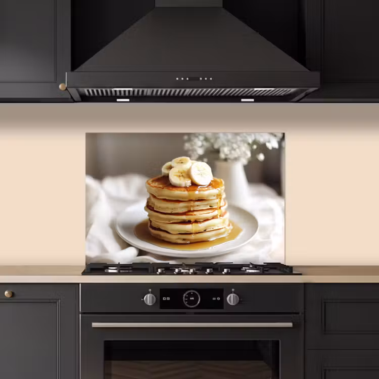 Kitchen splashback for hob - Pancakes - Banana - Syrup - White - Beige — 5
