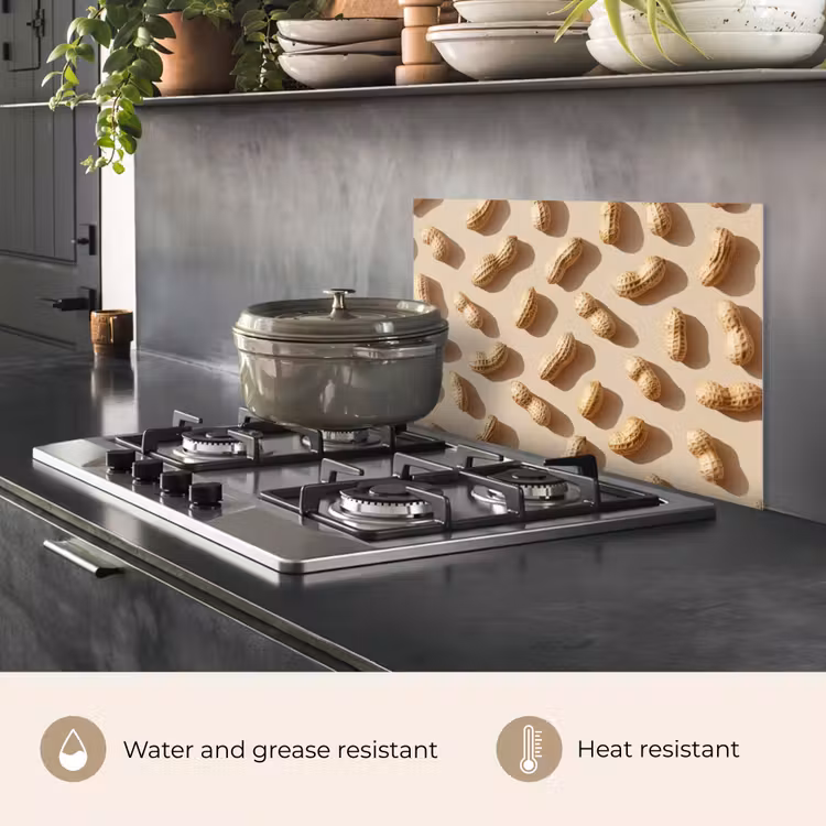 Kitchen splashback for hob - Peanuts - Pattern - Beige — 2