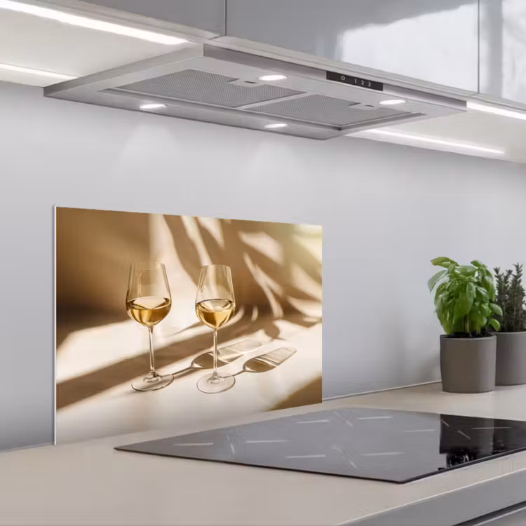 Kitchen splashback for hob - Wine - Wine glasses - White — 1