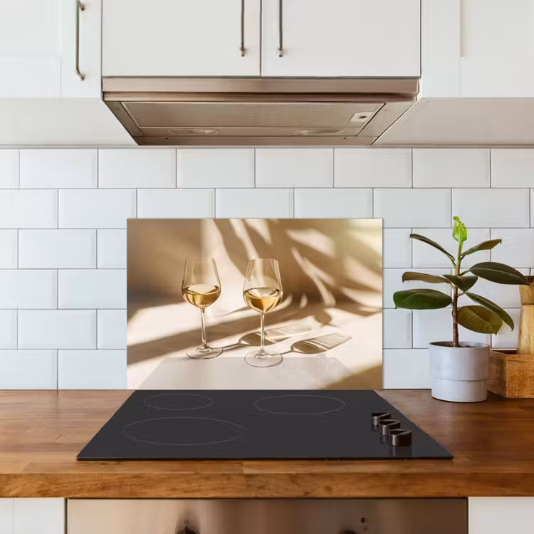 Kitchen splashback for hob - Wine - Wine glasses - White — 3