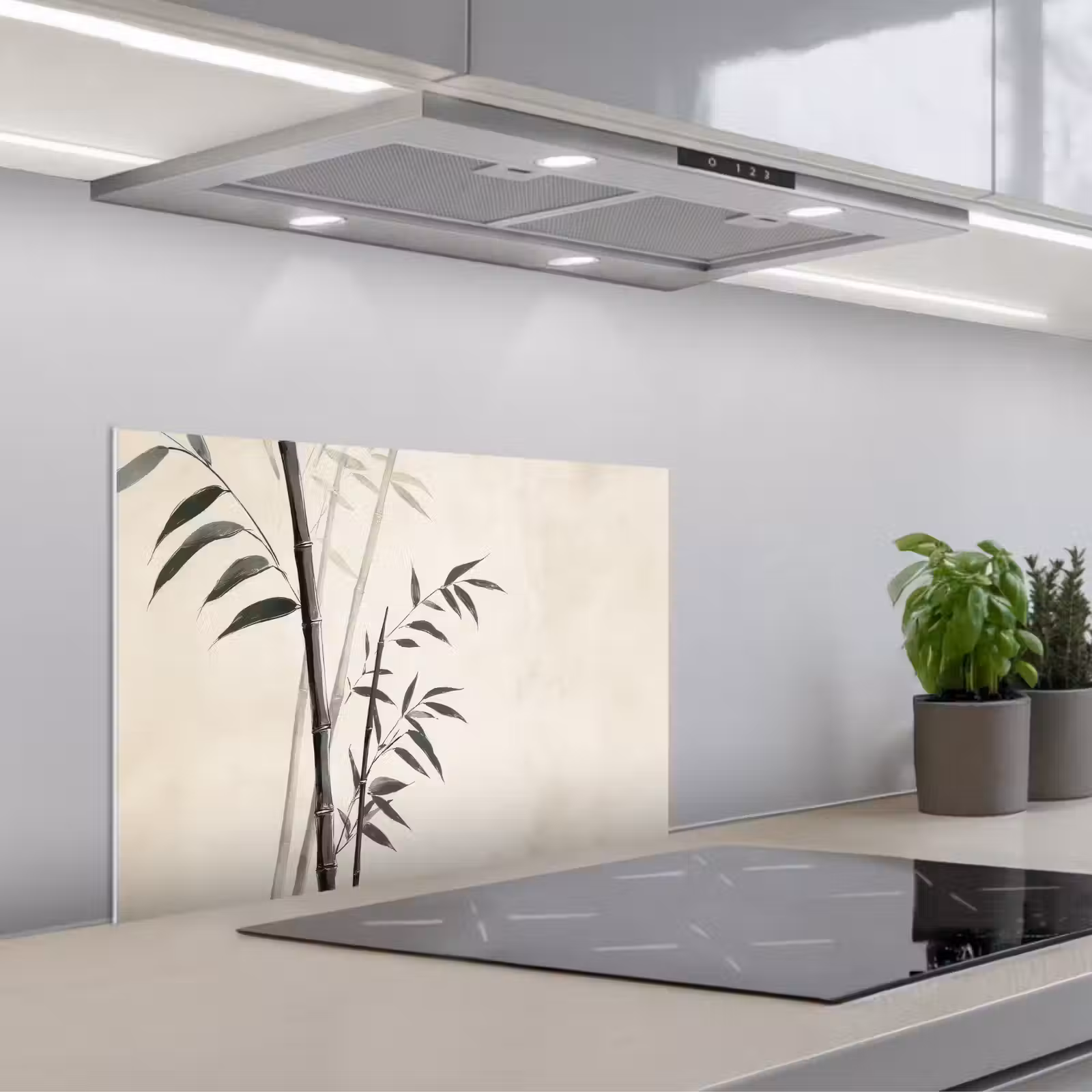 Kitchen splashback for hob - Japandi - Bamboo - Beige — 1